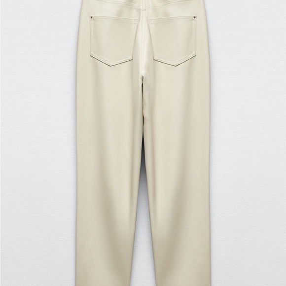 Zara cream faux leather pants Sz 6 - Picture 5 of 7